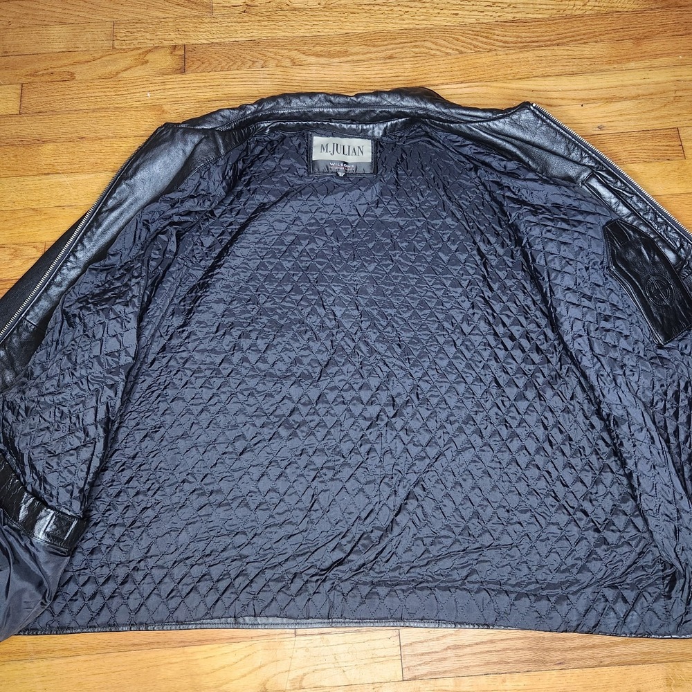 Vintage Wilsons M.Julian Leather Jacket Mens 3XL Black Full Zip Biker Pockets - Picture 9 of 16